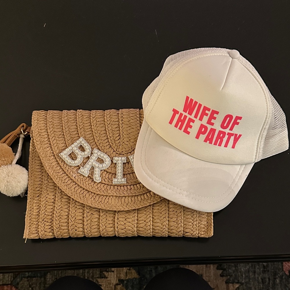 Bridal Bachelorette Party: Wife of Party and Bride Woven Clutch Set